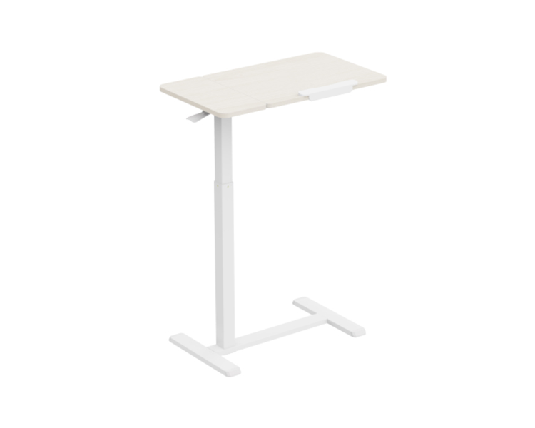 Side Table: Vertex VX-ST-7140MW Height Adjustable Side Table Matte White/White Oak